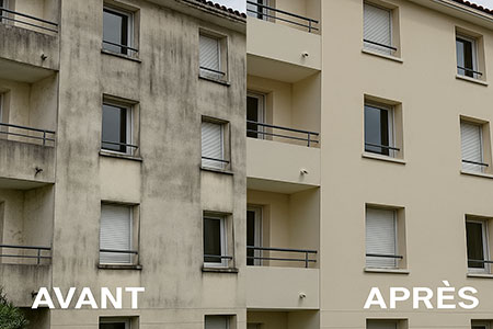 Remise en état de façades crépies résidence de copropriété à Marseille